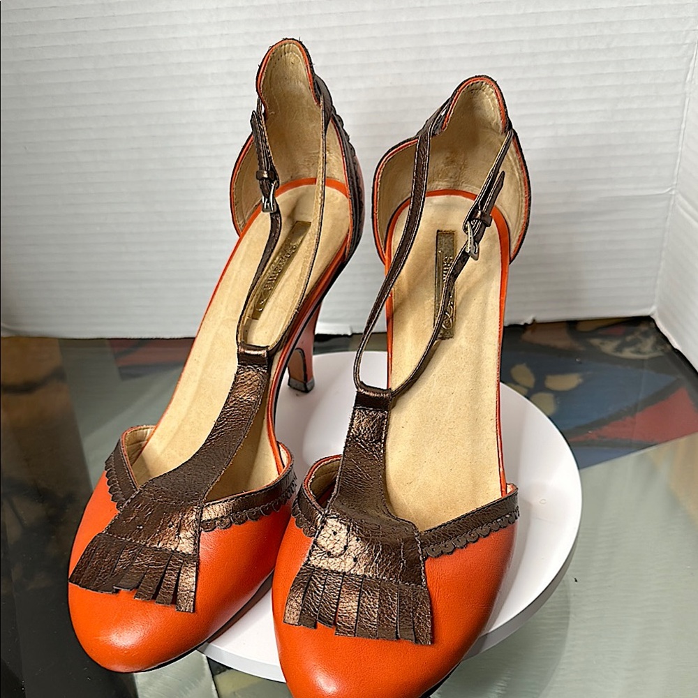 SAMANTA Orange and Brown Women's Heels